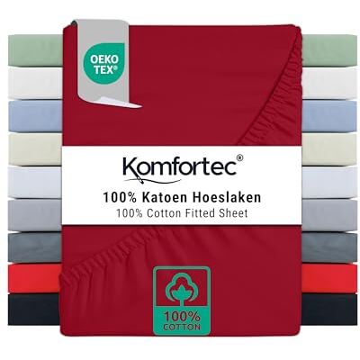 Komfortec Jersey dra-på-lakan, 180 x 200 cm, 100% bomull, röd Komfortec Jersey dra-på-lakan, 180 x 200 cm, 100% bomull, röd