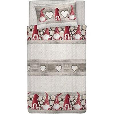 PENSIERI DELICATI Parure Påslakan Singel 100% Bomull, Komplett Med Påse 155x200 cm Och 1 Örngott 52x82cm, Tillverkad i Italien, 40° Tvättbart Påslakan Med Röd Gnom PENSIERI DELICATI Parure Påslakan Singel 100% Bomull, Komplett Med Påse 155x200 cm Och 1 Örngott 52x82cm, Tillverkad i Italien, 40° Tvättbart Påslakan Med Röd Gnom