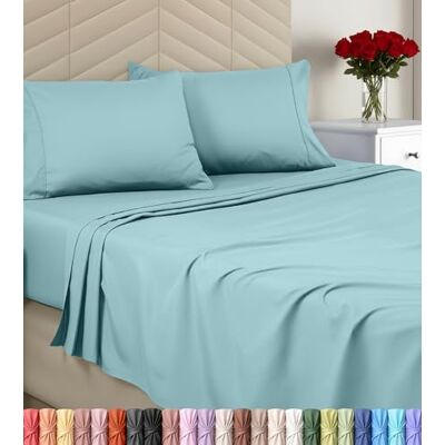 Utopia Bedding Queen lakanset – mjukt lätt – 4 delar lakan med 38 cm djup ficka – borstad mikrofiber – enkel skötsel (spa-blå) Utopia Bedding Queen lakanset – mjukt lätt – 4 delar lakan med 38 cm djup ficka – borstad mikrofiber – enkel skötsel (spa-blå)