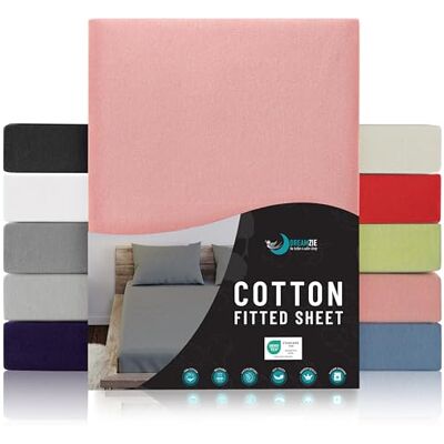 Dreamzie SPÄNNLAKAN I BOMULLSJERSEY Rosa För madrass 80 x 160 x 12 cm Certifierad fri från kemiska produkter (OEKO TEX), Spännlakan med full elastic Dreamzie SPÄNNLAKAN I BOMULLSJERSEY Rosa För madrass 80 x 160 x 12 cm Certifierad fri från kemiska produkter (OEKO TEX), Spännlakan med full elastic
