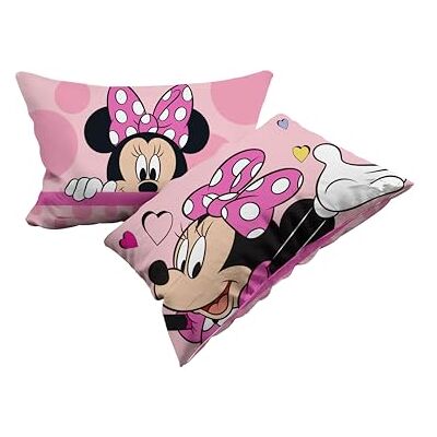 hermet Minnie, Set med 2 örngott i bomull, par örngott för sängkuddar, 2 stycken, 100% bomull, cm 50 x 80, kuvert stängning hermet Minnie, Set med 2 örngott i bomull, par örngott för sängkuddar, 2 stycken, 100% bomull, cm 50 x 80, kuvert stängning