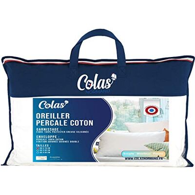 COLAS NORMAND Percale bomullskudde fast 50 x 70 cm snygg finish komfort percale 100% bomull överlägsen kvalitet mjuk fransk tillverkning vit 73130220 COLAS NORMAND Percale bomullskudde fast 50 x 70 cm snygg finish komfort percale 100% bomull överlägsen kvalitet mjuk fransk tillverkning vit 73130220