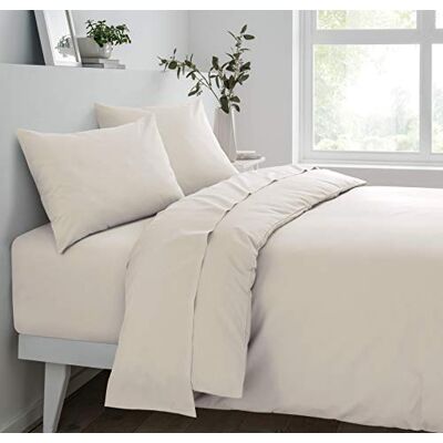 Sleepdown formsytt lakan supermjukt mysigt lättskött polycotton sänglinne lyxiga sängkläder 25 cm djupt icke-järn – naturlig – super kung Sleepdown formsytt lakan supermjukt mysigt lättskött polycotton sänglinne lyxiga sängkläder 25 cm djupt icke-järn – naturlig – super kung