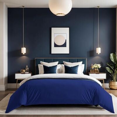 Nuit Des Rêves Premium Ranforce Double Quilt Cover (200 x 200 cm), mörkblå, 100% bomull, 155 trådantal: knappstängning, maskintvättbar vid 30 °C Elegant & Cozy Bedding Nuit Des Rêves Premium Ranforce Double Quilt Cover (200 x 200 cm), mörkblå, 100% bomull, 155 trådantal: knappstängning, maskintvättbar vid 30 °C Elegant & Cozy Bedding