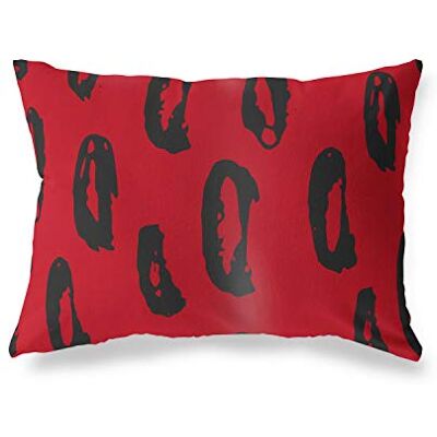 Bonamaison dekorativt kuddöverdrag, röd svart prydnadskuddöverdrag, heminredning örngott för vardagsrum, soffa, sovrum, storlek: 45 x 60 cm – designad och tillverkad i Turkiet Bonamaison dekorativt kuddöverdrag, röd svart prydnadskuddöverdrag, heminredning örngott för vardagsrum, soffa, sovrum, storlek: 45 x 60 cm – designad och tillverkad i Turkiet