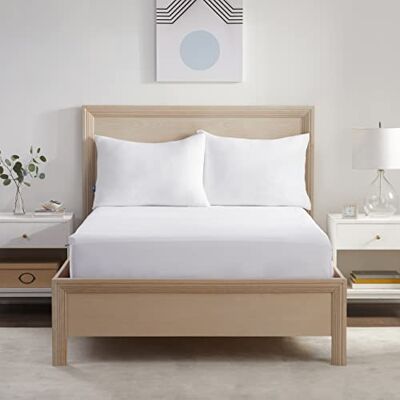 Serta Power Chill Soft Comfort fläckbeständigt och vattentätt madrasskydd med 38 cm djup ficka, California King, vit Serta Power Chill Soft Comfort fläckbeständigt och vattentätt madrasskydd med 38 cm djup ficka, California King, vit