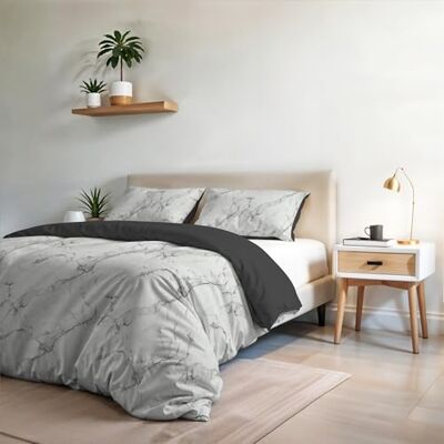 Italian Bed Linen Mode Mikrofiber Påslakanset, Tillverkat i Italien Täckeöverdrag Påslakan 250x200 cm med patell och örngott, Dubbel, Marble Italian Bed Linen Mode Mikrofiber Påslakanset, Tillverkat i Italien Täckeöverdrag Påslakan 250x200 cm med patell och örngott, Dubbel, Marble