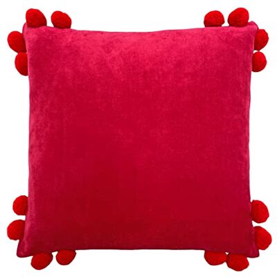 Furn. Hoola Pom-Pom bomullsvelour kuddfodral - Fuchsia - One Size Furn. Hoola Pom-Pom bomullsvelour kuddfodral - Fuchsia - One Size