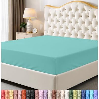Utopia Bedding Dra-på-lakan i queen size, underlakan, djupa fickor, mjuk mikrofiber, krympnings- och blekningsbeständigt, enkel skötsel, endast 1 dra-på-lakan, blå (Spa Blue) Utopia Bedding Dra-på-lakan i queen size, underlakan, djupa fickor, mjuk mikrofiber, krympnings- och blekningsbeständigt, enkel skötsel, endast 1 dra-på-lakan, blå (Spa Blue)