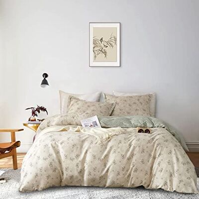 AMWAN Boho bomull påslakan tvilling barn flickor trädgård sängkläder set beige grön blommigt tryck söt täcke skydd mjukt botaniskt stuga täcke med dragkedja AMWAN Boho bomull påslakan tvilling barn flickor trädgård sängkläder set beige grön blommigt tryck söt täcke skydd mjukt botaniskt stuga täcke med dragkedja