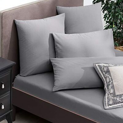 Stanley Hisar Home Hisar stugsamling vanligt färgat dra-på-lakan, 300 trådtäthet 100% egyptisk kvalitet bomull dra-på-lakan (enkel/dubbel/kung och super king) Single Grey/Linen Stanley Hisar Home Hisar stugsamling vanligt färgat dra-på-lakan, 300 trådtäthet 100% egyptisk kvalitet bomull dra-på-lakan (enkel/dubbel/kung och super king) Single Grey/Linen