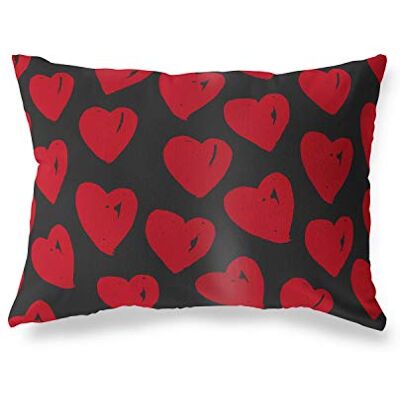 Bonamaison dekorativt kuddöverdrag, röd svart prydnadskuddöverdrag, heminredning örngott för vardagsrum, soffa, sovrum, storlek: 45 x 60 cm – designad och tillverkad i Turkiet Bonamaison dekorativt kuddöverdrag, röd svart prydnadskuddöverdrag, heminredning örngott för vardagsrum, soffa, sovrum, storlek: 45 x 60 cm – designad och tillverkad i Turkiet