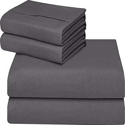 ComfyWell Dra-på-lakan king size – djupt dra-på-lakan för king size-säng (35 cm) – mjukt borstat mikrofibertyg grå sängkläder – krympnings- och blekningsbeständigt (king (150 x 200 cm), grå) ComfyWell Dra-på-lakan king size – djupt dra-på-lakan för king size-säng (35 cm) – mjukt borstat mikrofibertyg grå sängkläder – krympnings- och blekningsbeständigt (king (150 x 200 cm), grå)