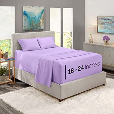 Nestl Extra djup ficka dra-på-lakan – ultra djup ficka lakan set – superdjup ficka 4-delat set – extra djupa dra-på-lakan – 152 x 203 cm – extra djup ficka queen size-lakan – lavendel Nestl Extra djup ficka dra-på-lakan – ultra djup ficka lakan set – superdjup ficka 4-delat set – extra djupa dra-på-lakan – 152 x 203 cm – extra djup ficka queen size-lakan – lavendel