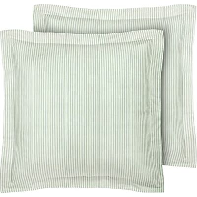 Laura Ashley Home Euro sham set, släta bomullsöverdrag med kuvertstängning, lätt och snygg heminredning (tickande randig grön, 2 delar) Laura Ashley Home Euro sham set, släta bomullsöverdrag med kuvertstängning, lätt och snygg heminredning (tickande randig grön, 2 delar)
