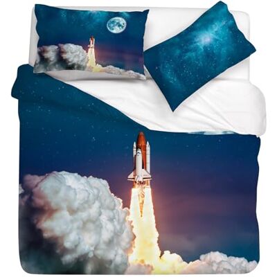 Gabel Påslakanset Houston, 250 x 205 cm, ren bomull, NUBE, digitalt fototryck, med mitt mest system Gabel Påslakanset Houston, 250 x 205 cm, ren bomull, NUBE, digitalt fototryck, med mitt mest system