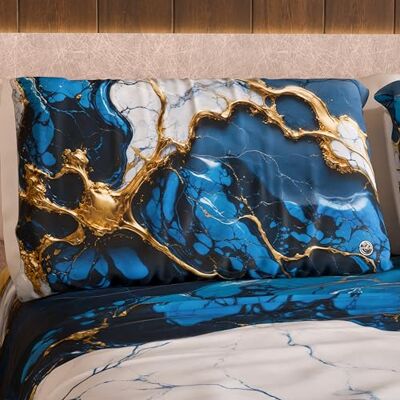 PETTI Artigiani Italiani MARBLELIZED par kuddfodral med dubbelsidig utskrift, 50 x 80 cm, örngott med elegant blå marmoreffekt, 100% tillverkad i Italien PETTI Artigiani Italiani MARBLELIZED par kuddfodral med dubbelsidig utskrift, 50 x 80 cm, örngott med elegant blå marmoreffekt, 100% tillverkad i Italien