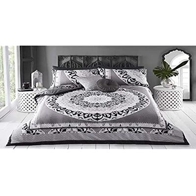 Sleepdown påslakanset – paisley mandala geometrisk – abstrakt vändbart påslakan enkel skötsel sängkläder mjuka mysiga sängkläder set med örngott – svartgrå – enkel (135 cm x 220 cm) Sleepdown påslakanset – paisley mandala geometrisk – abstrakt vändbart påslakan enkel skötsel sängkläder mjuka mysiga sängkläder set med örngott – svartgrå – enkel (135 cm x 220 cm)