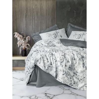 Nuit Des Rêves Luxurious Satin Single XXL Quilt Cover Set, grå, 155 x 220 cm 100% bomull satin, reaktivt tryck, maskintvättbar och knappstängning elegant och bekväm Nuit Des Rêves Luxurious Satin Single XXL Quilt Cover Set, grå, 155 x 220 cm 100% bomull satin, reaktivt tryck, maskintvättbar och knappstängning elegant och bekväm
