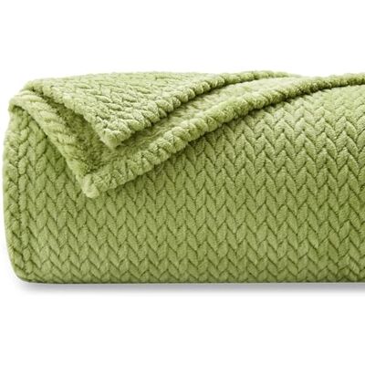 NEWCOSPLAY Supermjuk filt vit premium silkeslen flanell fleece löv mönster lätt sängfilt alla årstider (grön, filt (127 x 152 cm) NEWCOSPLAY Supermjuk filt vit premium silkeslen flanell fleece löv mönster lätt sängfilt alla årstider (grön, filt (127 x 152 cm)