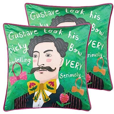Kate Merritt Gustave illustrerad polyesterfylld kudde – tvåpack Kate Merritt Gustave illustrerad polyesterfylld kudde – tvåpack