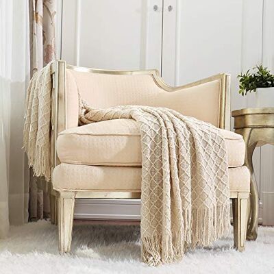 CREVENT Heminredning rustik soffa soffa stol säng överkast filt mjuk varm mysig lätt vikt för resor på våren sommaren (127 cm x 152 cm beige/elfenben) CREVENT Heminredning rustik soffa soffa stol säng överkast filt mjuk varm mysig lätt vikt för resor på våren sommaren (127 cm x 152 cm beige/elfenben)