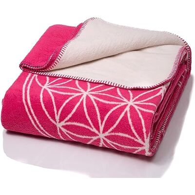 Glart Gosig filt, livets blomma rosa-ecru XL, 150 x 200 cm, extra fluffig som sofföverdrag till soffa, yoga filt, filt, plysch soffskydd Glart Gosig filt, livets blomma rosa-ecru XL, 150 x 200 cm, extra fluffig som sofföverdrag till soffa, yoga filt, filt, plysch soffskydd