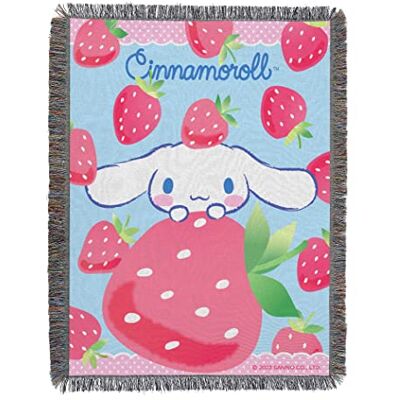 Northwest Vävd gobeläng prydnadsfilt, 122 cm x 152 cm, Cinnamoroll, jordgubbsöverraskning Northwest Vävd gobeläng prydnadsfilt, 122 cm x 152 cm, Cinnamoroll, jordgubbsöverraskning