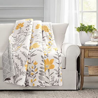 Lush Decor Aprile prydnadsfilt, 152 cm x 127 cm, gul och grå Lush Decor Aprile prydnadsfilt, 152 cm x 127 cm, gul och grå