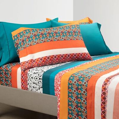 Lush Decor Boho Stripe mjukt lakan 6-delat set, kung, turkos och mandarin Lush Decor Boho Stripe mjukt lakan 6-delat set, kung, turkos och mandarin