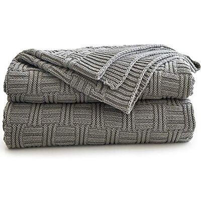Longhui bedding Longhui sängkläder bomullskabel grå stickad filt för soffa stolar säng strand, hem dekorativ grå filt, 127 x 152 cm gåva en tvättpåse Longhui bedding Longhui sängkläder bomullskabel grå stickad filt för soffa stolar säng strand, hem dekorativ grå filt, 127 x 152 cm gåva en tvättpåse