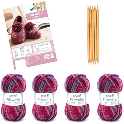 Gründl - Pletená sada plstěná vlna color - 4 x 50 g - Stickningskit Gründl - Pletená sada plstěná vlna color - 4 x 50 g - Stickningskit