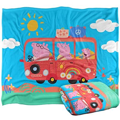 LOGOVISION Peppa Pig barn silkeslen touch filt, 152 x 127 cm bilresa med familjen LOGOVISION Peppa Pig barn silkeslen touch filt, 152 x 127 cm bilresa med familjen