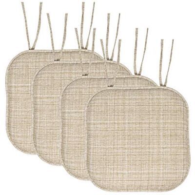Sweet Home Collection Söt hemsamling stolskudde minnesskum dynor med knytband bikakeemönster halkfri gummibaksida rundad fyrkant 40 cm x 40 cm sätesskydd, 4-pack, Aria beige Sweet Home Collection Söt hemsamling stolskudde minnesskum dynor med knytband bikakeemönster halkfri gummibaksida rundad fyrkant 40 cm x 40 cm sätesskydd, 4-pack, Aria beige