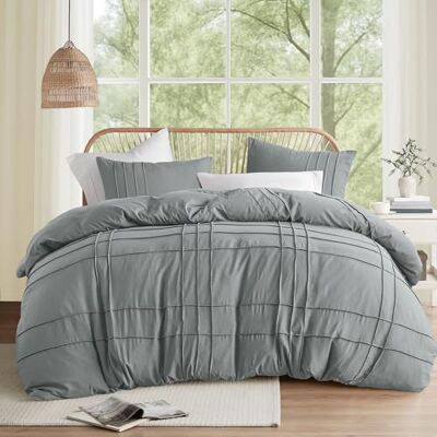 Comfort Spaces blå/grå king size påslakanset – 3 delar pintuck veckat påslakan kung, alla årstider lätt, extra mjukhet förtvättad mikrofiber king sängkläder, örngott, kung/alkung Comfort Spaces blå/grå king size påslakanset – 3 delar pintuck veckat påslakan kung, alla årstider lätt, extra mjukhet förtvättad mikrofiber king sängkläder, örngott, kung/alkung