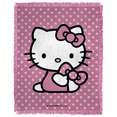 Northwest vävd jacquard filt, 117 cm x 152 cm, Hello Kitty Perfect Polka Dots Northwest vävd jacquard filt, 117 cm x 152 cm, Hello Kitty Perfect Polka Dots