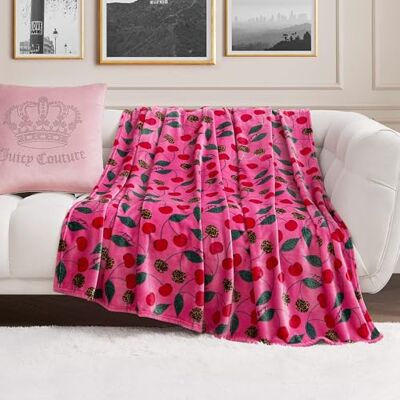 Juicy Couture överdimensionerad plysch filt 152 cm x 178 cm, gepard körsbär het rosa Juicy Couture överdimensionerad plysch filt 152 cm x 178 cm, gepard körsbär het rosa
