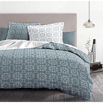 HOME LINGE PASSION Home Passion linne påslakan 3 stycken 100% bomull 57 trådar 2 personer 220 x 240 cm MILONGA blå HOME LINGE PASSION Home Passion linne påslakan 3 stycken 100% bomull 57 trådar 2 personer 220 x 240 cm MILONGA blå