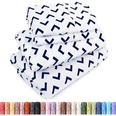 Utopia Bedding Utopia sängkläder queen lakanset mjukt mikrofiber 4 delar lakan med 38 cm djup ficka – lättskött borstad mikrofiber (pilar – marinblå) Utopia Bedding Utopia sängkläder queen lakanset mjukt mikrofiber 4 delar lakan med 38 cm djup ficka – lättskött borstad mikrofiber (pilar – marinblå)