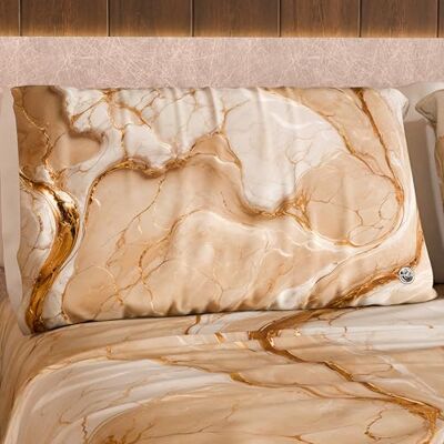 PETTI Artigiani Italiani MARBLELIZED Par kuddfodral för säng, 50 x 80 med dubbelsidigt tryck, örngott i elegant marmor-beige-effekt, 100% tillverkad i Italien PETTI Artigiani Italiani MARBLELIZED Par kuddfodral för säng, 50 x 80 med dubbelsidigt tryck, örngott i elegant marmor-beige-effekt, 100% tillverkad i Italien