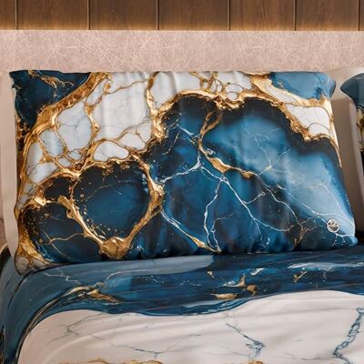 PETTI Artigiani Italiani MARBLELIZED par kuddfodral med dubbelsidig utskrift, 50 x 80 cm, örngott med elegant blå marmoreffekt, 100% tillverkad i Italien PETTI Artigiani Italiani MARBLELIZED par kuddfodral med dubbelsidig utskrift, 50 x 80 cm, örngott med elegant blå marmoreffekt, 100% tillverkad i Italien