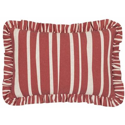 furn Ugn Carmon Stripe Ruffle Fjäder Fylld Kudde Linne/Röd 40 x 60 cm furn Ugn Carmon Stripe Ruffle Fjäder Fylld Kudde Linne/Röd 40 x 60 cm
