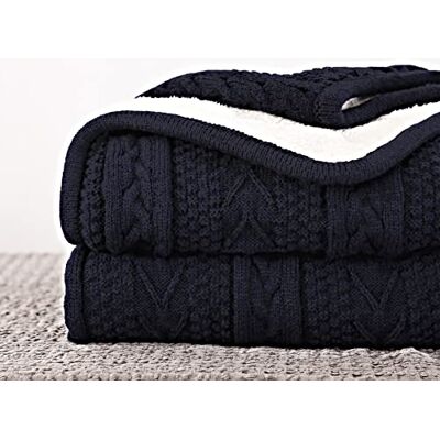 Longhui bedding Longhui sängkläder akryl kabel stickad sherpa överkast filt tjock, mjuk, stor, mysig marinblå stickad fleece filtar för soffa, säng stor 127 x 153 cm marinblå överdrag alla årstider Longhui bedding Longhui sängkläder akryl kabel stickad sherpa överkast filt tjock, mjuk, stor, mysig marinblå stickad fleece filtar för soffa, säng stor 127 x 153 cm marinblå överdrag alla årstider