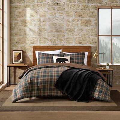 Eddie Bauer – Queen påslakanset med mjuka och släta tryckta sängkläder med solid baksida, 3-delat bäddset med matchande örngott (Huntley rutig brun) Eddie Bauer – Queen påslakanset med mjuka och släta tryckta sängkläder med solid baksida, 3-delat bäddset med matchande örngott (Huntley rutig brun)