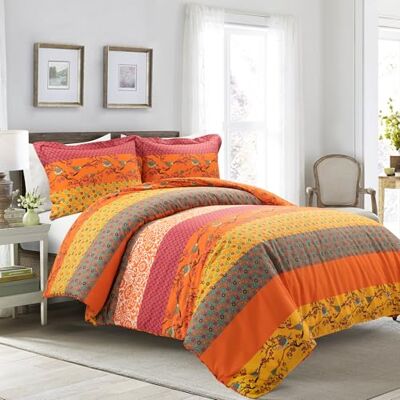 Lush Decor Royal Empire vändbart 3-delat påslakanset i bomull, king size-säng, tangerine Lush Decor Royal Empire vändbart 3-delat påslakanset i bomull, king size-säng, tangerine