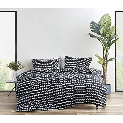 Marimekko King påslakanset, bomullssängkläder med matchande örngott och knappstängning, heminredning för alla årstider (asymatto svart, king) Marimekko King påslakanset, bomullssängkläder med matchande örngott och knappstängning, heminredning för alla årstider (asymatto svart, king)