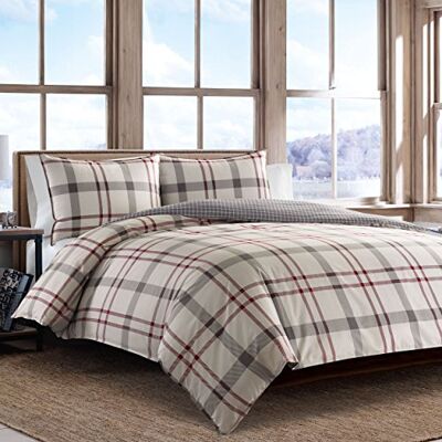 Eddie Bauer Queen Duvet Cover Set, Reversible Cotton Bedding with Matching Shams, Stylish Home Decor (Portage Bay Grey, Queen) Eddie Bauer Queen Duvet Cover Set, Reversible Cotton Bedding with Matching Shams, Stylish Home Decor (Portage Bay Grey, Queen)