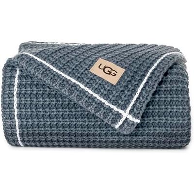 UGG – Luna överkast – mjuk tvättad bomull filt – 127 cm x 178 cm – varm accentfilt för soffa eller säng – mysig heminredning – marinblå UGG – Luna överkast – mjuk tvättad bomull filt – 127 cm x 178 cm – varm accentfilt för soffa eller säng – mysig heminredning – marinblå