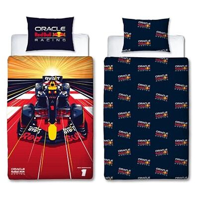 Character World Oracle Red Bull Racing officiellt påslakanset för enkelsäng hastighetsdesign vändbart 2-sidigt bäddset inklusive matchande örngott enkelsäng polycotton Character World Oracle Red Bull Racing officiellt påslakanset för enkelsäng hastighetsdesign vändbart 2-sidigt bäddset inklusive matchande örngott enkelsäng polycotton