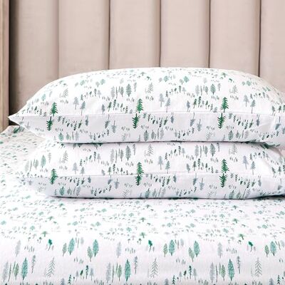 Elegant Comfort ultramjukt, 4-delat flanellakanset i 100% turkisk bomull, jul, flanellakan, varmt och mysigt, premiumkvalitet, djup ficka, dra-på-lakan, king, green pine Elegant Comfort ultramjukt, 4-delat flanellakanset i 100% turkisk bomull, jul, flanellakan, varmt och mysigt, premiumkvalitet, djup ficka, dra-på-lakan, king, green pine